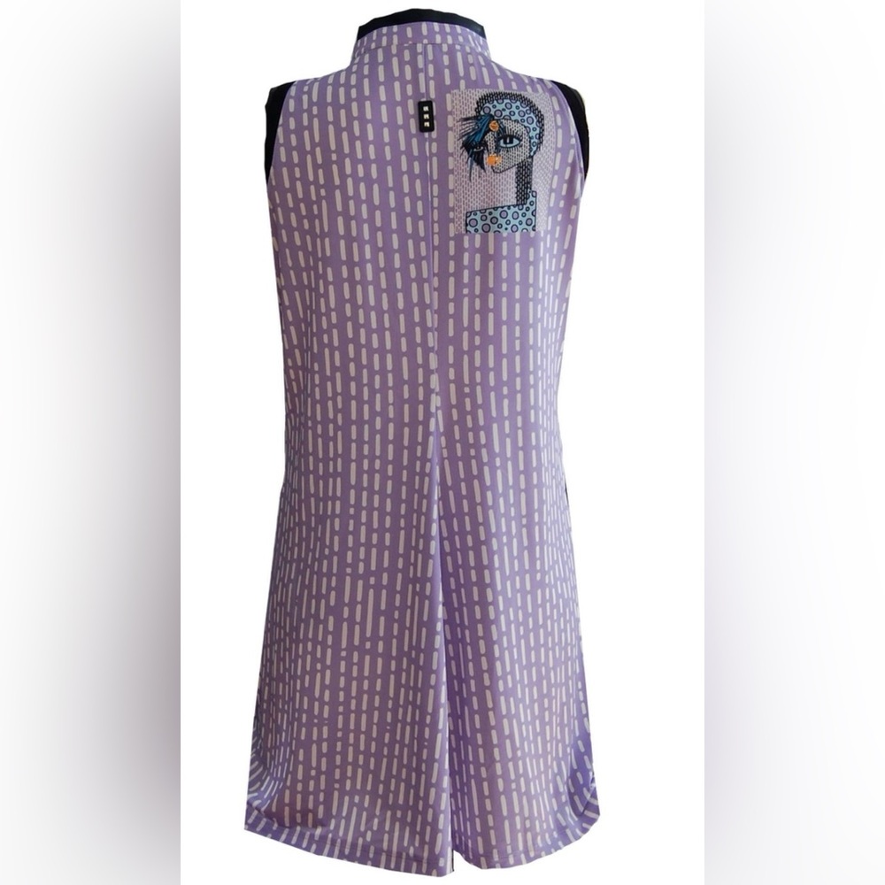 jamie sadock Lavender Graphic Sleeveless A-Line Dress with Blue Accent - Picture 2 of 3